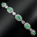 Bransoletka 925 naturalne szmaragdy cyrkonie