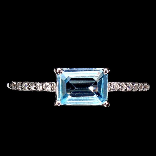 Delikatny r 14.5 pierścionek srebro Sky Blue Topaz