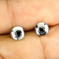 Kolczyki naturalne czarne diamenty 0.27ct srebro