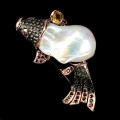 925 Broszka srebrna naturalna perła barokowa ryba