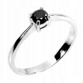 Pierścionek r 17 czarny diament 0.33ct srebrny 925