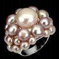 Pierścionek perły różowe barokowe naturalne r 19