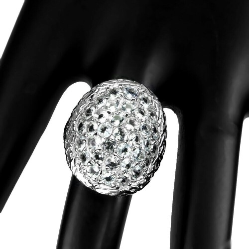 Pierścionek r 15.5 srebro akwamaryny naturalne 925