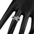 Pierścionek r 11.5 naturalne szmaragdy cyrkonie