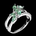 Pierścionek r 11.5 naturalne szmaragdy cyrkonie