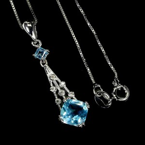 Srebrny naszyjnik Sky Blue topaz 925 naturalny 23