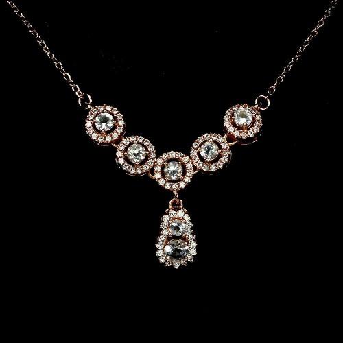 Srebrny naszyjnik naturalne akwamaryny cyrkonie