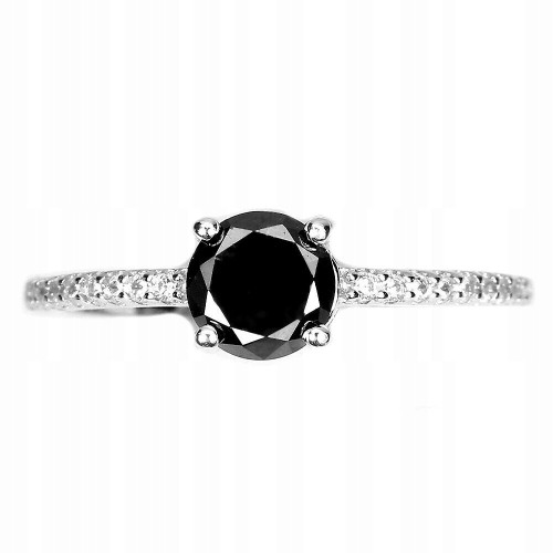 Pierścionek czarny diament 0.905ct srebro 925 r 17