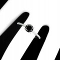Pierścionek czarny diament 0.905ct srebro 925 r 17
