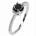 Pierścionek czarny diament 0.905ct srebro 925 r 17