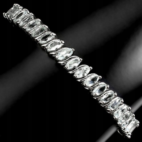 Piękna bransoletka srebrna naturalne akwamaryny