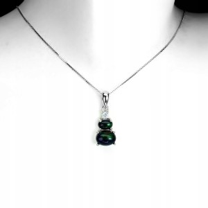 Srebrny naszyjnik natural czarne opale biały topaz