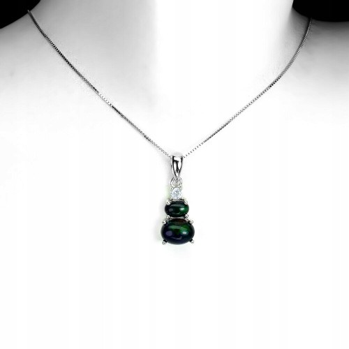 Srebrny naszyjnik natural czarne opale biały topaz