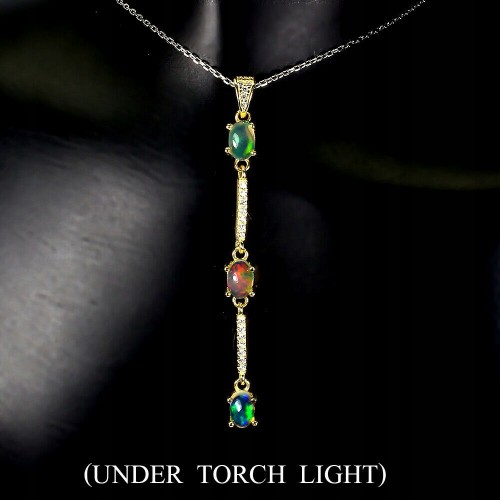 Srebrny naszyjnik ogniste opale cyrkonie 925 13