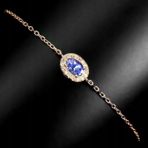 Bransoletka delikatna srebrna tanzanit naturalny