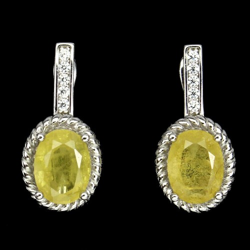 925 Kolczyki srebrne szafiry żółte cyrkonie 5