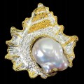 Broszka wisiorek naturalna perła barokowa muszla