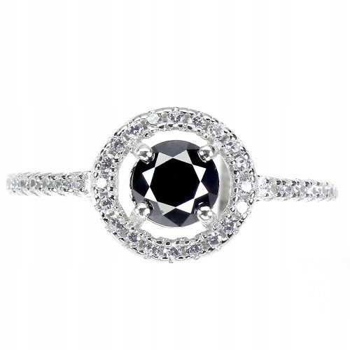 Pierścionek naturalny 0.615ct czarny diament r 12