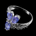 925 Srebrny r 14 pierścionek naturalne tanzanity