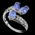 925 Srebrny r 14 pierścionek naturalne tanzanity