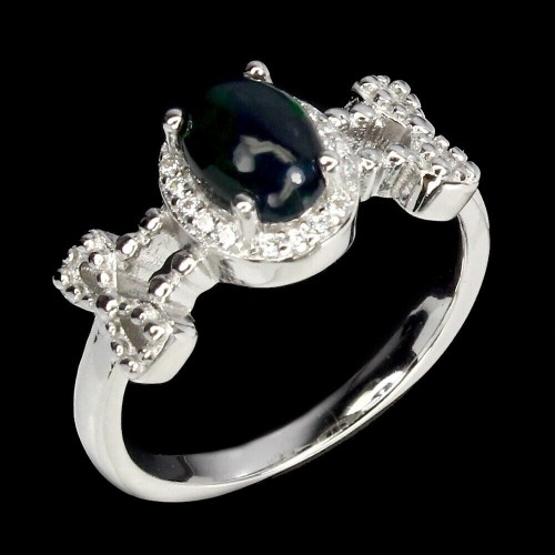 Srebro pierścionek r 11.5 czarny opal natural 925