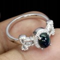 Srebro pierścionek r 11.5 czarny opal natural 925