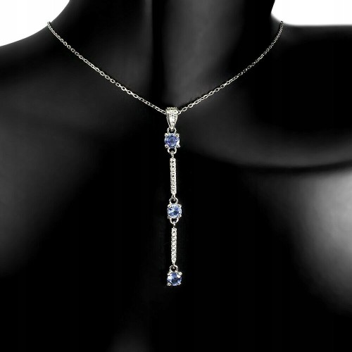 925 Srebro naszyjnik naturalne tanzanity cyrkonie
