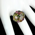 Pierścionek natural turmaliny diopsyd szafiry r 17