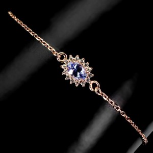 Bransoletka delikatna srebro tanzanit naturalny