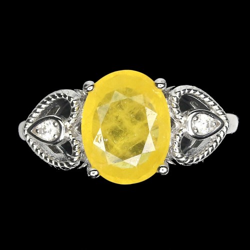 Pierścionek srebrny naturalny żółty szafir r 11.5