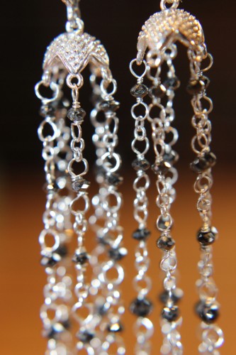 Kolczyki złote 18k czarne diamenty certyfikat