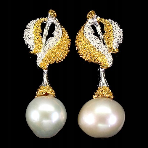 925 Srebrne kolczyki naturalne perły barokowe 4