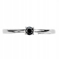Pierścionek czarny diament 0.135ct srebrny r 14