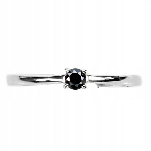 Pierścionek czarny diament 0.135ct srebrny r 14