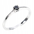 Pierścionek czarny diament 0.135ct srebrny r 14