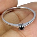 Pierścionek czarny diament 0.135ct srebrny r 14