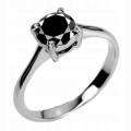 Pierścionek 925 czarny diament 0.895ct srebro r 14