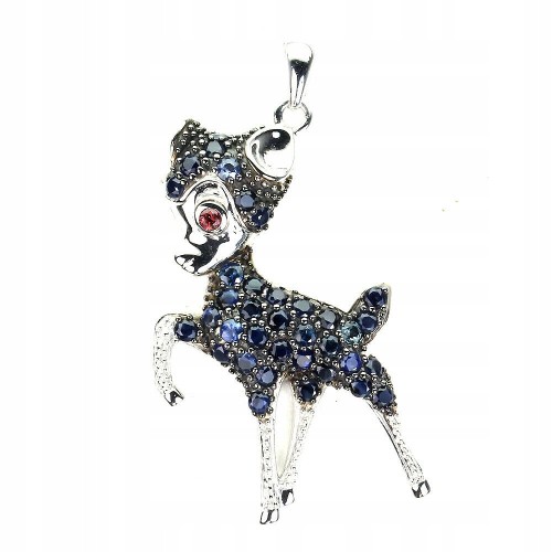 Wisiorek srebro naturalne szafiry niebieskie Bambi