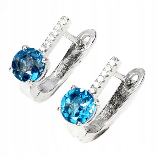 Delikatne kolczyki naturalne topazy london blue 1