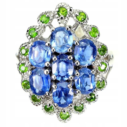 Pierścionek srebro kianity diopsydy r 16 naturalne