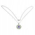 925 Naszyjnik srebrny naturalny ametyst diopsydy