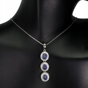 Srebrny naszyjnik naturalne tanzanity cyrkonie 925