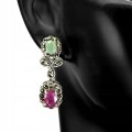 4 Srebrne kolczyki szmaragdy markazyty rubiny 925