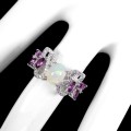 Pierścionek naturalny opal ognisty granaty r 14.5