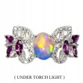 Pierścionek naturalny opal ognisty granaty r 14.5