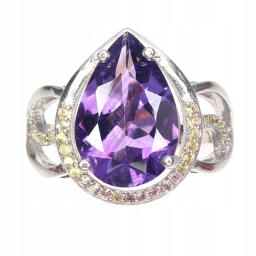 Srebro r 17 pierścionek naturalny ametyst szafiry