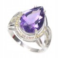 Srebro r 17 pierścionek naturalny ametyst szafiry