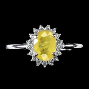 Pierścionek srebrny naturalny szafir żółty r 14.5