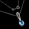 Delikatny naszyjnik srebrny 925 Swiss Blue topaz