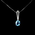 Delikatny naszyjnik srebrny 925 Swiss Blue topaz